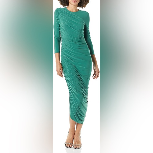Norma Kamali Long Sleeve Diana Gown in Mountain Green XSmall - Picture 2 of 3